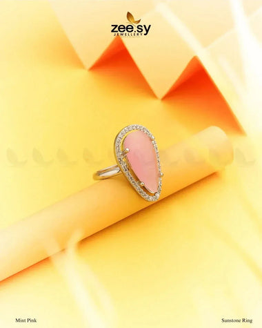 Sunstone Ring Mint pink Finger Ring - Zeesy Jewellery Pakistan | Premium Artificial & Imitation Jewellery