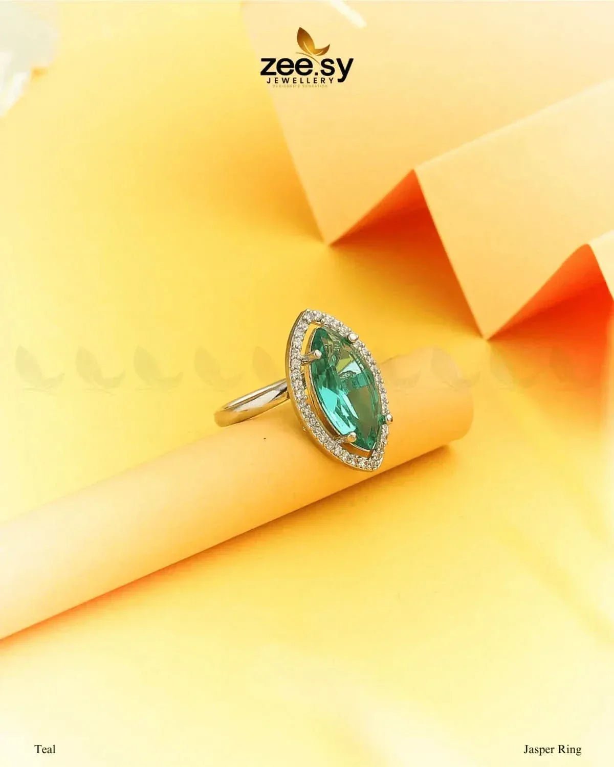 Jasper Ring Teal Finger Ring - Zeesy Jewellery Pakistan | Premium Artificial & Imitation Jewellery