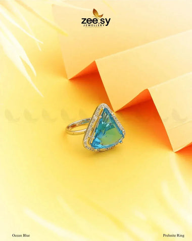 Prehnite Ring Ocean Blue Finger Ring - Zeesy Jewellery Pakistan | Premium Artificial & Imitation Jewellery
