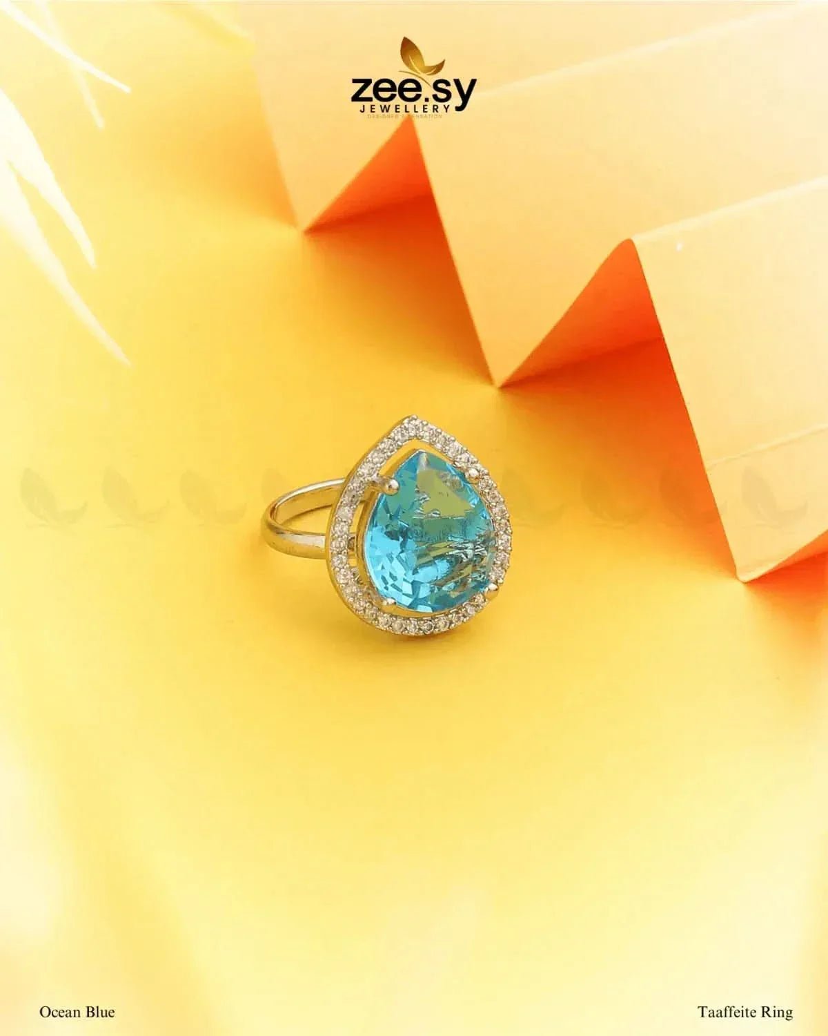 Taaffeite Ring Ocean Blue Finger Ring - Zeesy Jewellery Pakistan | Premium Artificial & Imitation Jewellery