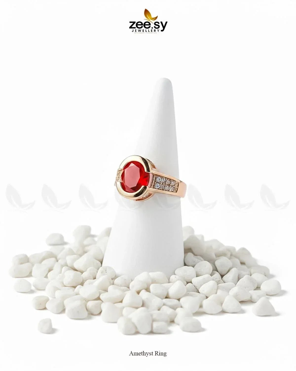 Amethyst Ring Finger Ring - Zeesy Jewellery Pakistan | Premium Artificial & Imitation Jewellery