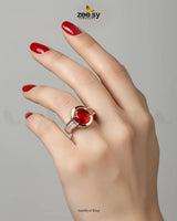 Amethyst Ring Finger Ring - Zeesy Jewellery Pakistan | Premium Artificial & Imitation Jewellery
