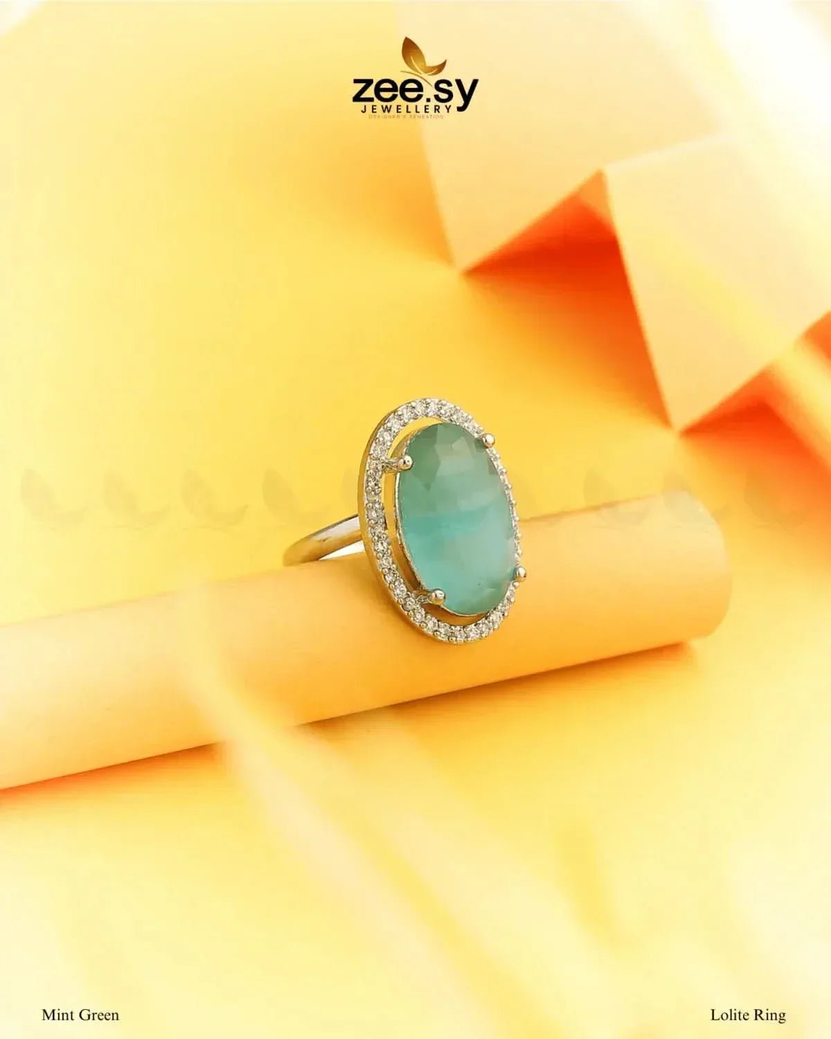 Lolite Ring Mint Green Finger Ring - Zeesy Jewellery Pakistan | Premium Artificial & Imitation Jewellery