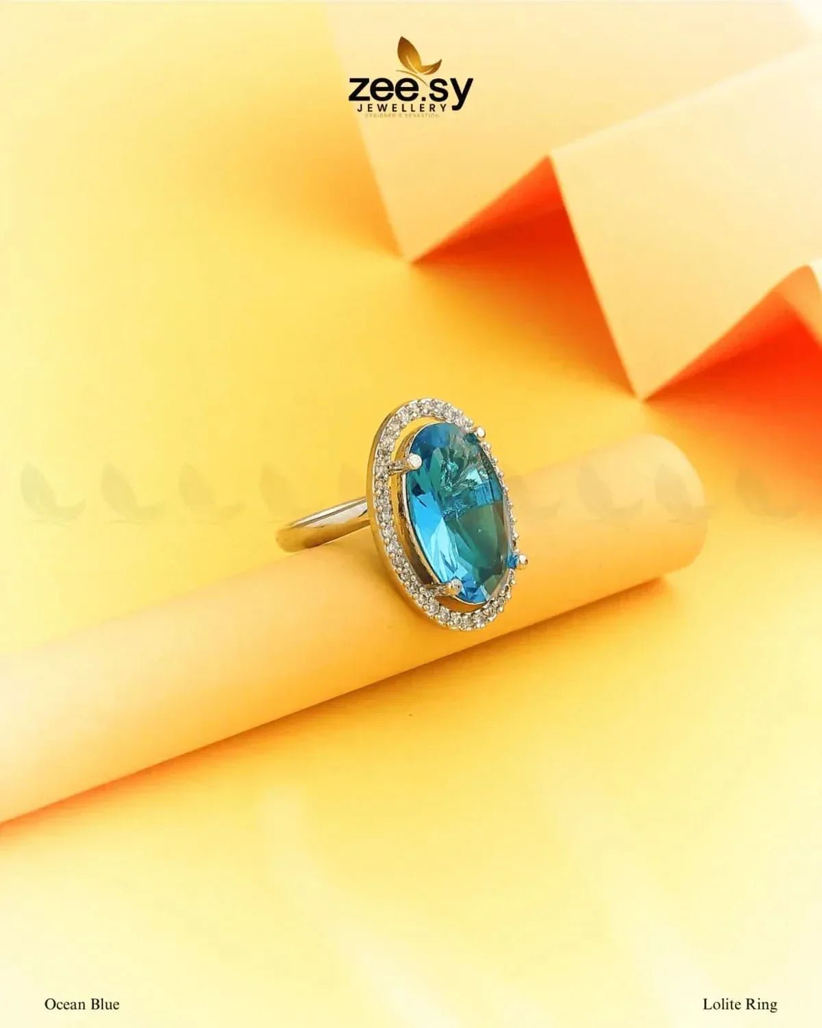 Lolite Ring Ocean Blue Finger Ring - Zeesy Jewellery Pakistan | Premium Artificial & Imitation Jewellery