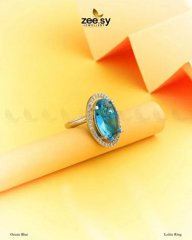 Lolite Ring Ocean Blue Finger Ring - Zeesy Jewellery Pakistan | Premium Artificial & Imitation Jewellery