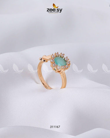 Peony Ring Mint Green Finger Ring - Zeesy Jewellery Pakistan | Premium Artificial & Imitation Jewellery