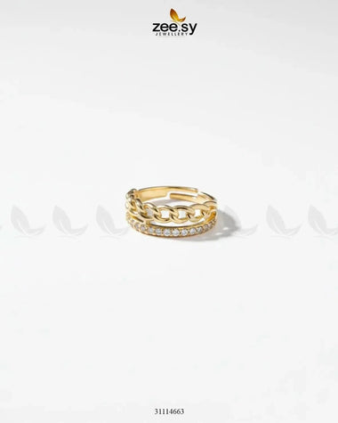 GleamLink Ring Golden Finger Ring - Zeesy Jewellery Pakistan | Premium Artificial & Imitation Jewellery