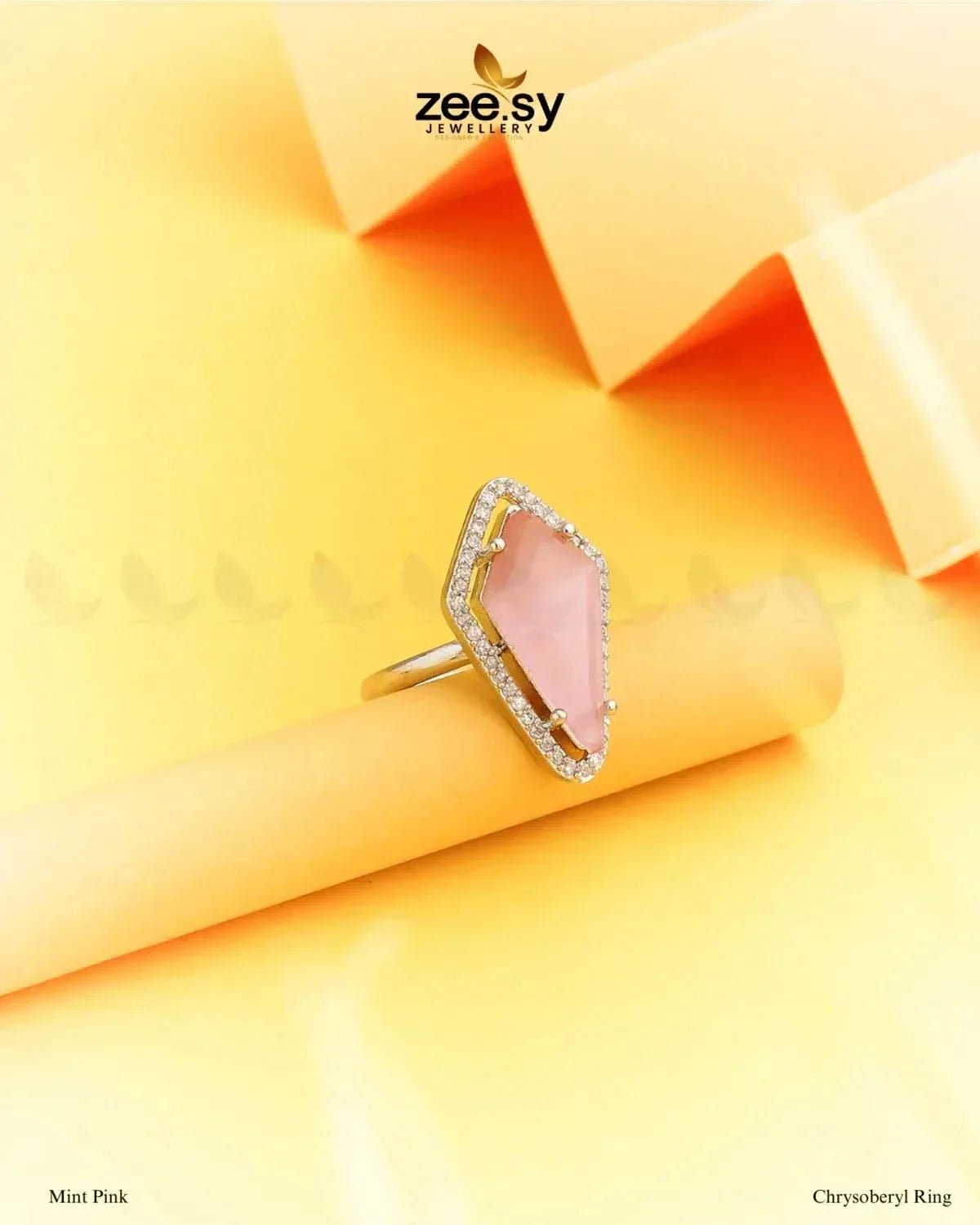 Chrysoberyl Ring Mint Pink Finger Ring - Zeesy Jewellery Pakistan | Premium Artificial & Imitation Jewellery
