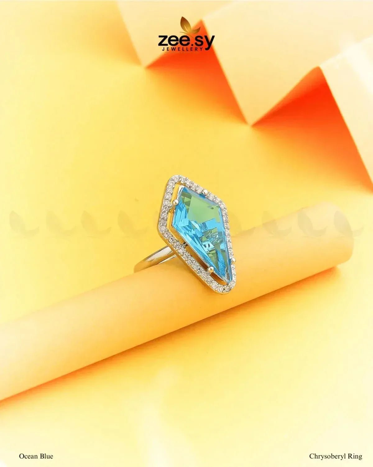 Chrysoberyl Ring Ocean Blue Finger Ring - Zeesy Jewellery Pakistan | Premium Artificial & Imitation Jewellery