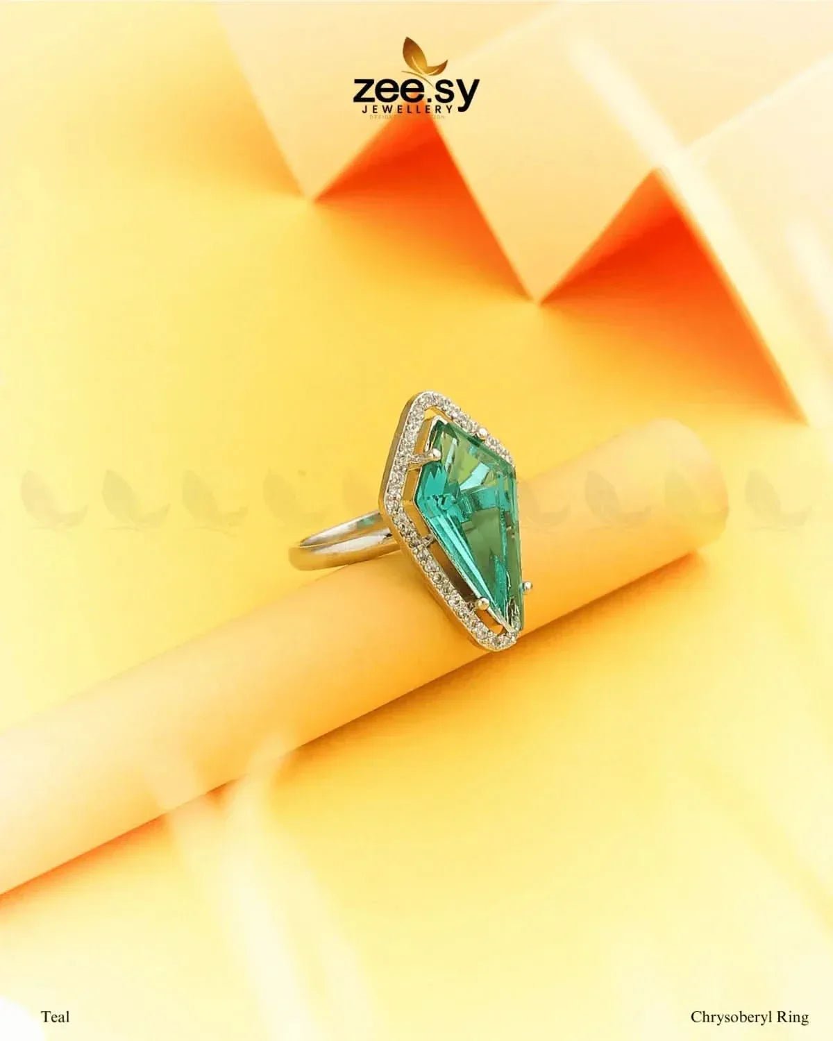 Chrysoberyl Ring Teal Finger Ring - Zeesy Jewellery Pakistan | Premium Artificial & Imitation Jewellery