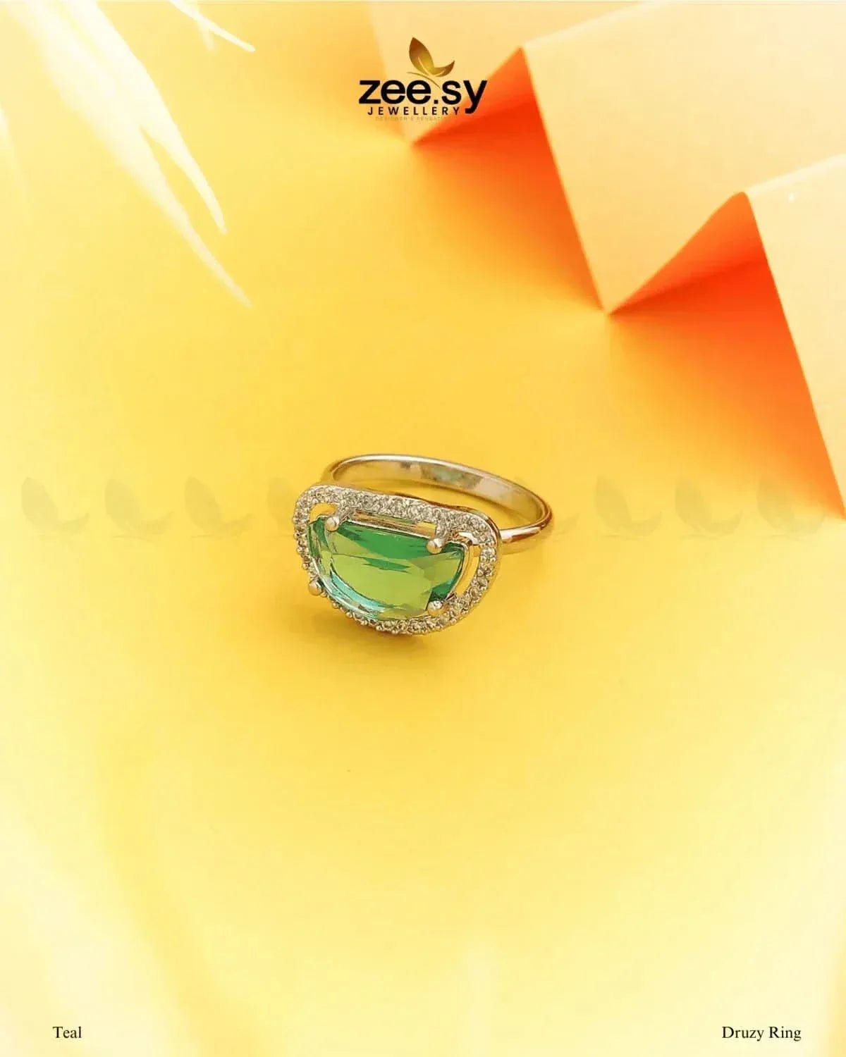 Druzy Ring Teal Finger Ring - Zeesy Jewellery Pakistan | Premium Artificial & Imitation Jewellery