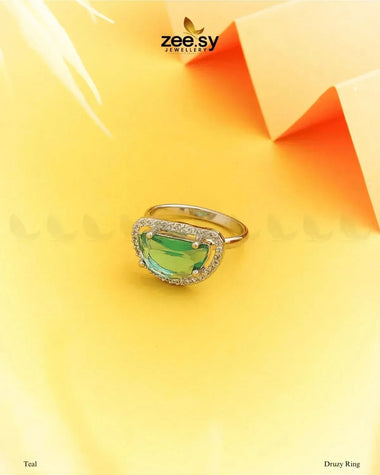 Druzy Ring Teal Finger Ring - Zeesy Jewellery Pakistan | Premium Artificial & Imitation Jewellery