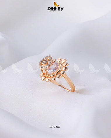 Lavender Ring Golden Pearl Finger Ring - Zeesy Jewellery Pakistan | Premium Artificial & Imitation Jewellery