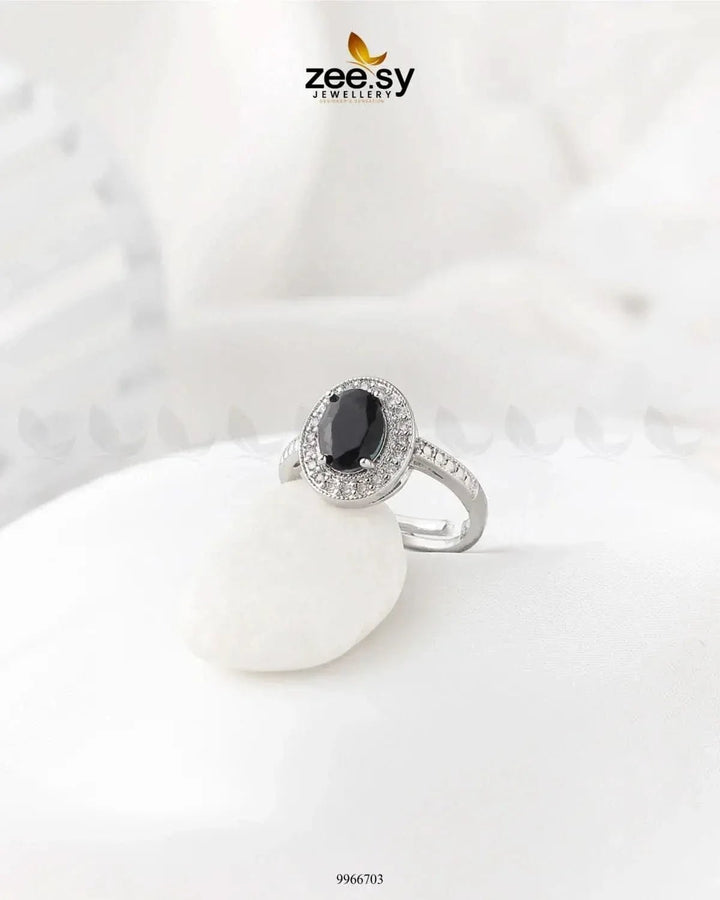Lobelia Ring Silver Black Finger Ring - Zeesy Jewellery Pakistan | Premium Artificial & Imitation Jewellery