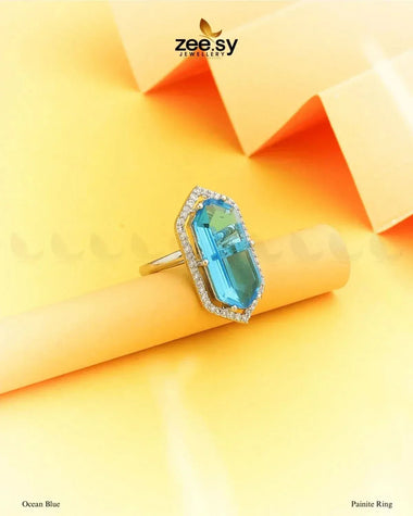 Painite Ring Ocean Blue Finger Ring - Zeesy Jewellery Pakistan | Premium Artificial & Imitation Jewellery