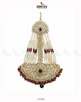 Sharjeena Pearl Kundan jhumar Golden Red jhumar - Zeesy Jewellery Pakistan | Premium Artificial & Imitation Jewellery