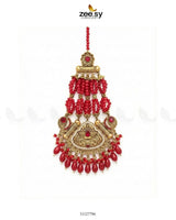 Heritage Blush Beaded Jhumar Golden Red jhumar - Zeesy Jewellery Pakistan | Premium Artificial & Imitation Jewellery