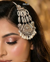 Heritage Blush Beaded Jhumar Silver Pearl jhumar - Zeesy Jewellery Pakistan | Premium Artificial & Imitation Jewellery