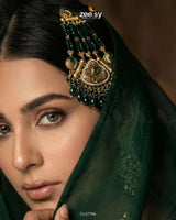 Heritage Blush Beaded Jhumar Golden Green jhumar - Zeesy Jewellery Pakistan | Premium Artificial & Imitation Jewellery