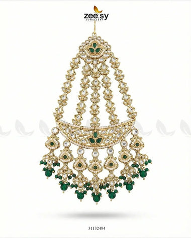 Bloom Pearl Vintage Jhumar Golden Green jhumar - Zeesy Jewellery Pakistan | Premium Artificial & Imitation Jewellery