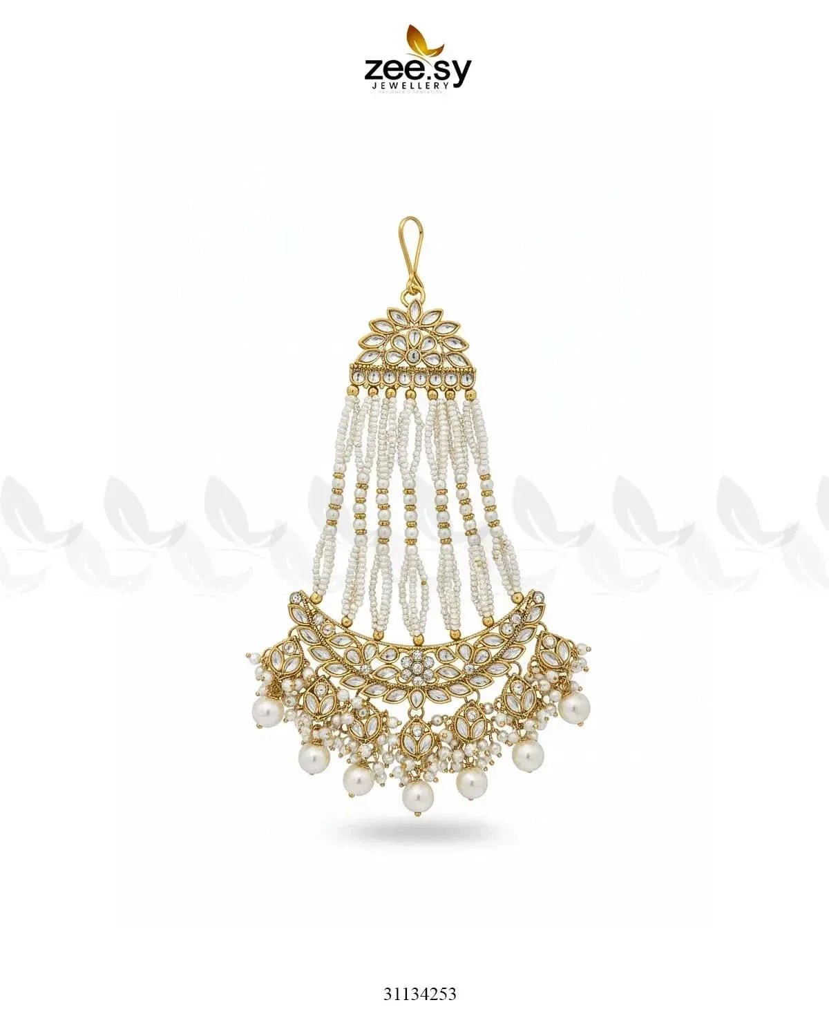Galini Pearl Kundan Jhumar Golden White jhumar - Zeesy Jewellery Pakistan | Premium Artificial & Imitation Jewellery