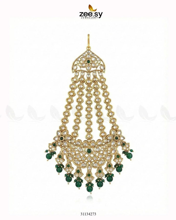 Majestic Faux Pearl Jhumar Golden Green jhumar - Zeesy Jewellery Pakistan | Premium Artificial & Imitation Jewellery