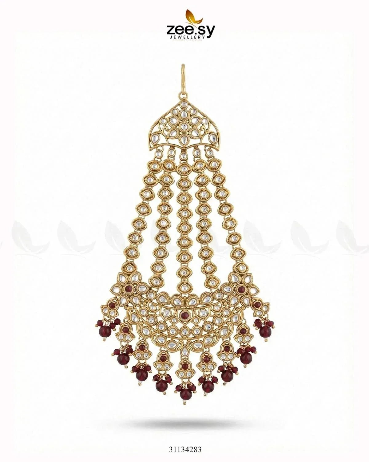 Majestic Faux Pearl Jhumar Golden Red jhumar - Zeesy Jewellery Pakistan | Premium Artificial & Imitation Jewellery