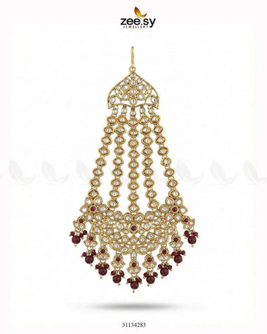 Majestic Faux Pearl Jhumar Golden Red jhumar - Zeesy Jewellery Pakistan | Premium Artificial & Imitation Jewellery