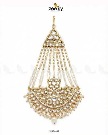 Shahi Floral Kundan Jhumar Golden White jhumar - Zeesy Jewellery Pakistan | Premium Artificial & Imitation Jewellery