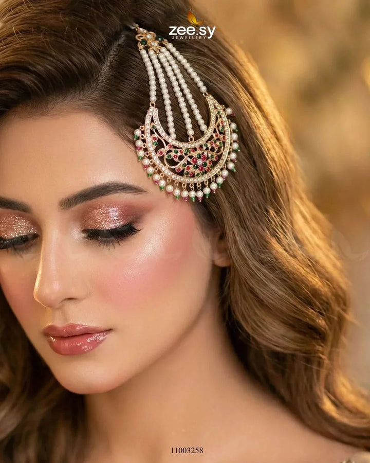 Inshara Pearl Drop Chand Jhumar jhumar - Zeesy Jewellery Pakistan | Premium Artificial & Imitation Jewellery