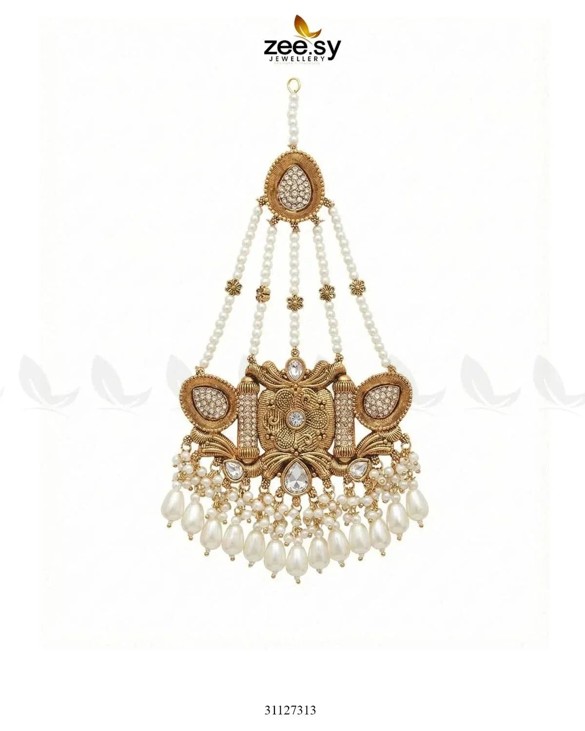 Shyama Beaded Pearl Jhumar White jhumar - Zeesy Jewellery Pakistan | Premium Artificial & Imitation Jewellery