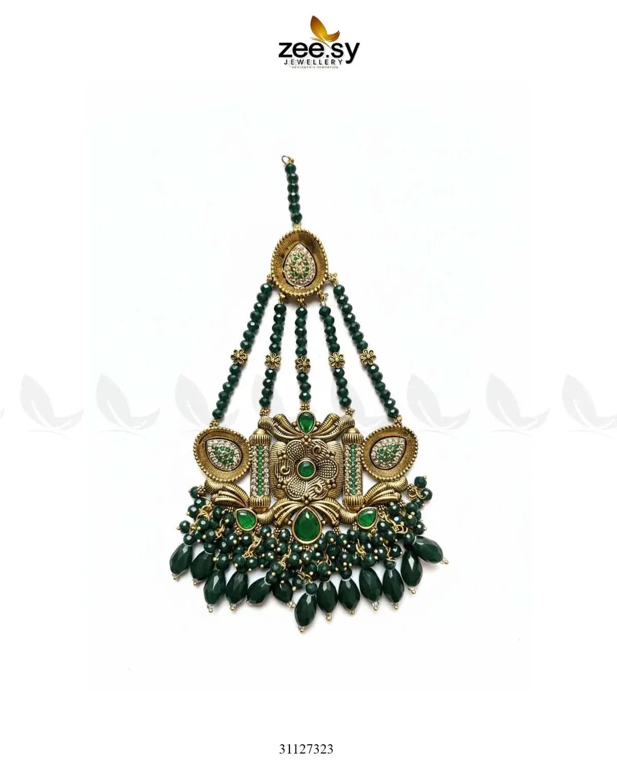 Shyama Beaded Pearl Jhumar Green jhumar - Zeesy Jewellery Pakistan | Premium Artificial & Imitation Jewellery