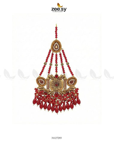 Shyama Beaded Pearl Jhumar Red jhumar - Zeesy Jewellery Pakistan | Premium Artificial & Imitation Jewellery