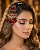 Antique Bloom Pearl Cascade Jhumar Red jhumar - Zeesy Jewellery Pakistan | Premium Artificial & Imitation Jewellery