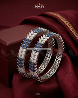 leaves Bangles Silver Blue Bangles - Zeesy Jewellery Pakistan | Premium Artificial & Imitation Jewellery