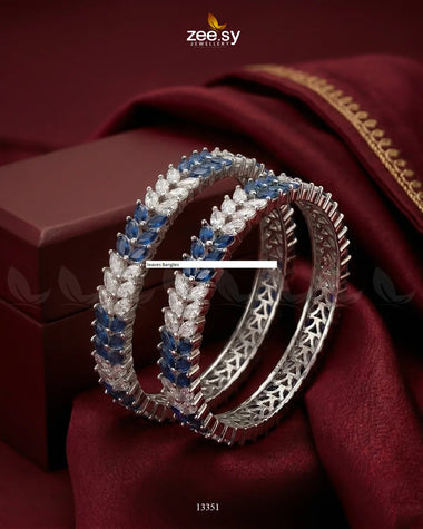 leaves Bangles Silver Blue Bangles - Zeesy Jewellery Pakistan | Premium Artificial & Imitation Jewellery