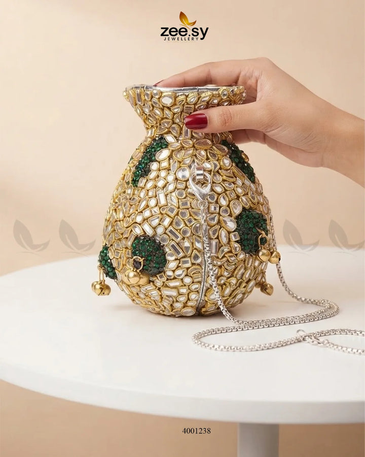 Luxury Kundan Potli Clutch Bag ACCESSORIES - Zeesy Jewellery Pakistan | Premium Artificial & Imitation Jewellery