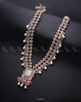 Burro's-tail Long Malla Necklace Golden Pearl White Mala Necklace - Zeesy Jewellery Pakistan | Premium Artificial & Imitation Jewellery