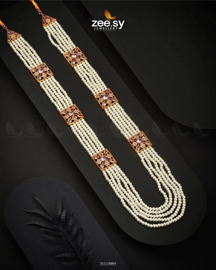 Heritage Malla Regal Necklace Golden Pink Malla Necklace - Zeesy Jewellery Pakistan | Premium Artificial & Imitation Jewellery