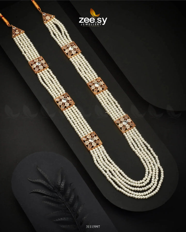 Heritage Malla Regal Necklace Golden White Malla Necklace - Zeesy Jewellery Pakistan | Premium Artificial & Imitation Jewellery