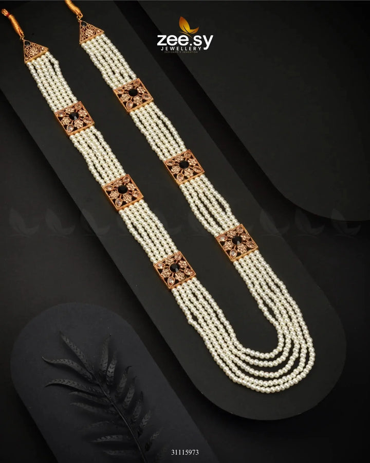 Heritage Malla Regal Necklace Golden Black Malla Necklace - Zeesy Jewellery Pakistan | Premium Artificial & Imitation Jewellery