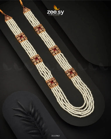 Heritage Malla Regal Necklace Golden Red Malla Necklace - Zeesy Jewellery Pakistan | Premium Artificial & Imitation Jewellery