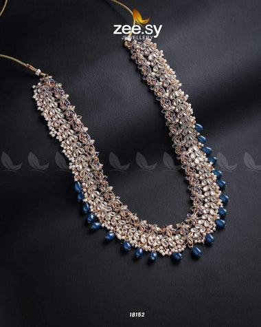 Portulaca Malla Necklace Golden Blue Malla Necklace - Zeesy Jewellery Pakistan | Premium Artificial & Imitation Jewellery