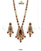 Egyptian Faux Pearl Malla Set Golden Red Malla Necklace - Zeesy Jewellery Pakistan | Premium Artificial & Imitation Jewellery