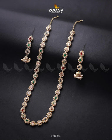 Reema Malla Necklace Golden Multi Malla Necklace - Zeesy Jewellery Pakistan | Premium Artificial & Imitation Jewellery