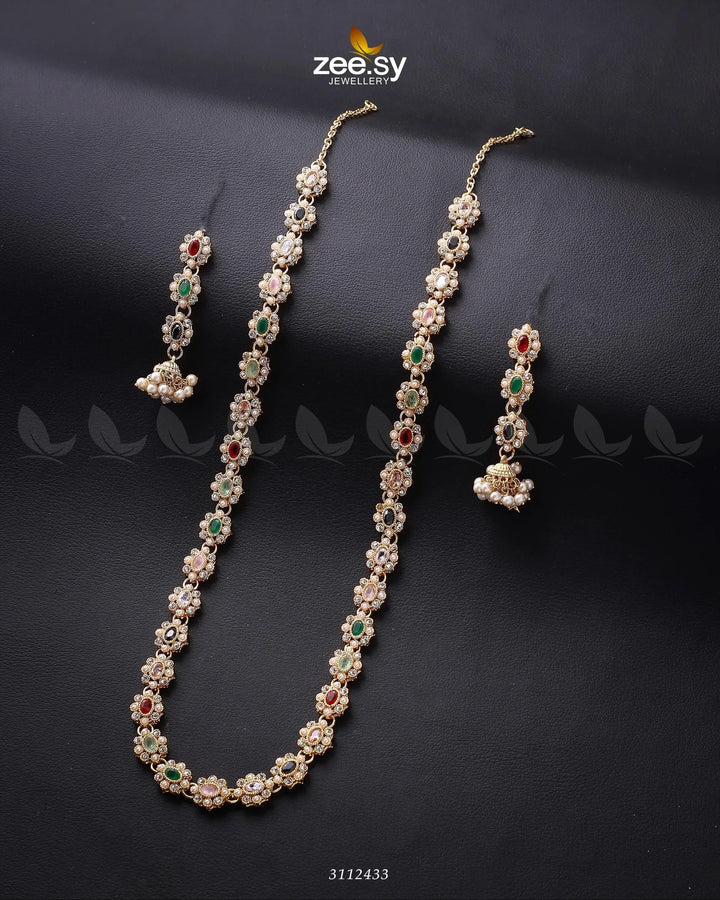 Reema Malla Necklace Golden Multi Malla Necklace - Zeesy Jewellery Pakistan | Premium Artificial & Imitation Jewellery