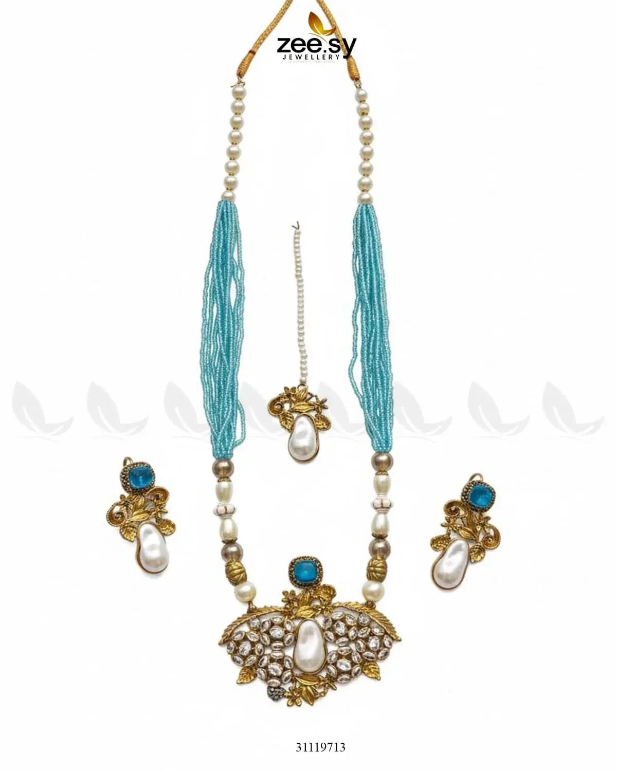 Carved Stream Malla Necklace Set Malla Necklace - Zeesy Jewellery Pakistan | Premium Artificial & Imitation Jewellery