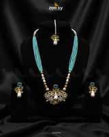 Carved Stream Malla Necklace Set Feroza Malla Necklace - Zeesy Jewellery Pakistan | Premium Artificial & Imitation Jewellery