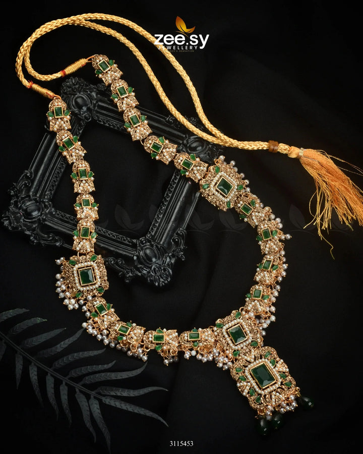 Rajwadi Aruna Malla Necklace Green Malla Necklace - Zeesy Jewellery Pakistan | Premium Artificial & Imitation Jewellery