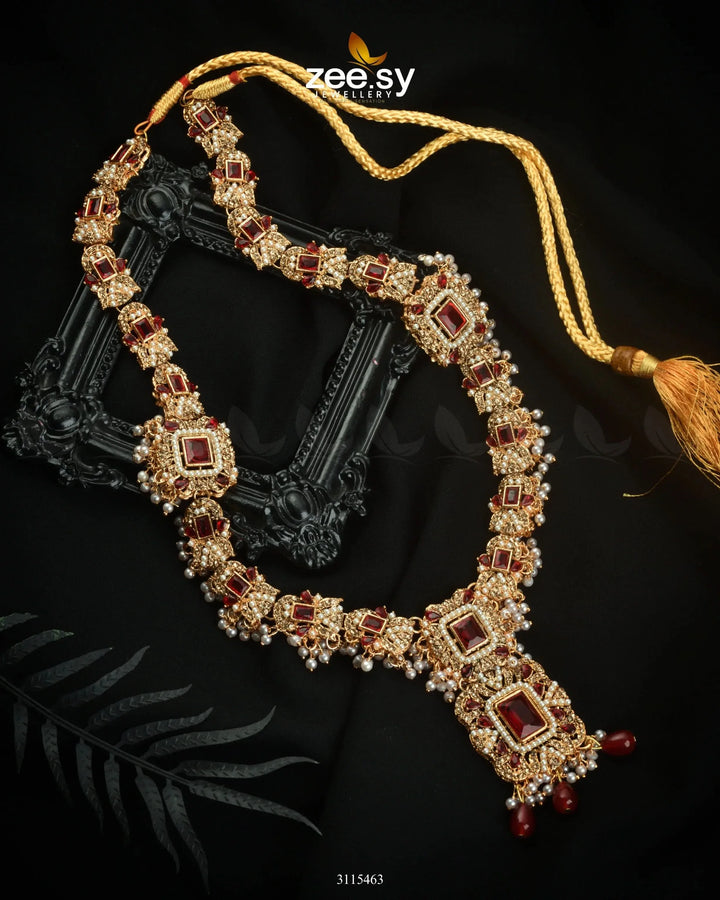 Rajwadi Aruna Malla Necklace Red Malla Necklace - Zeesy Jewellery Pakistan | Premium Artificial & Imitation Jewellery